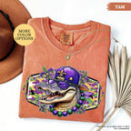 Comfort Colors® Alligator Mardi Gras Shirt, Womens Mardi Gras Shirt, Fat Tuesday Shirt, Mardi Gras Carnival, Fleur De Lis Tee, Festival Tee