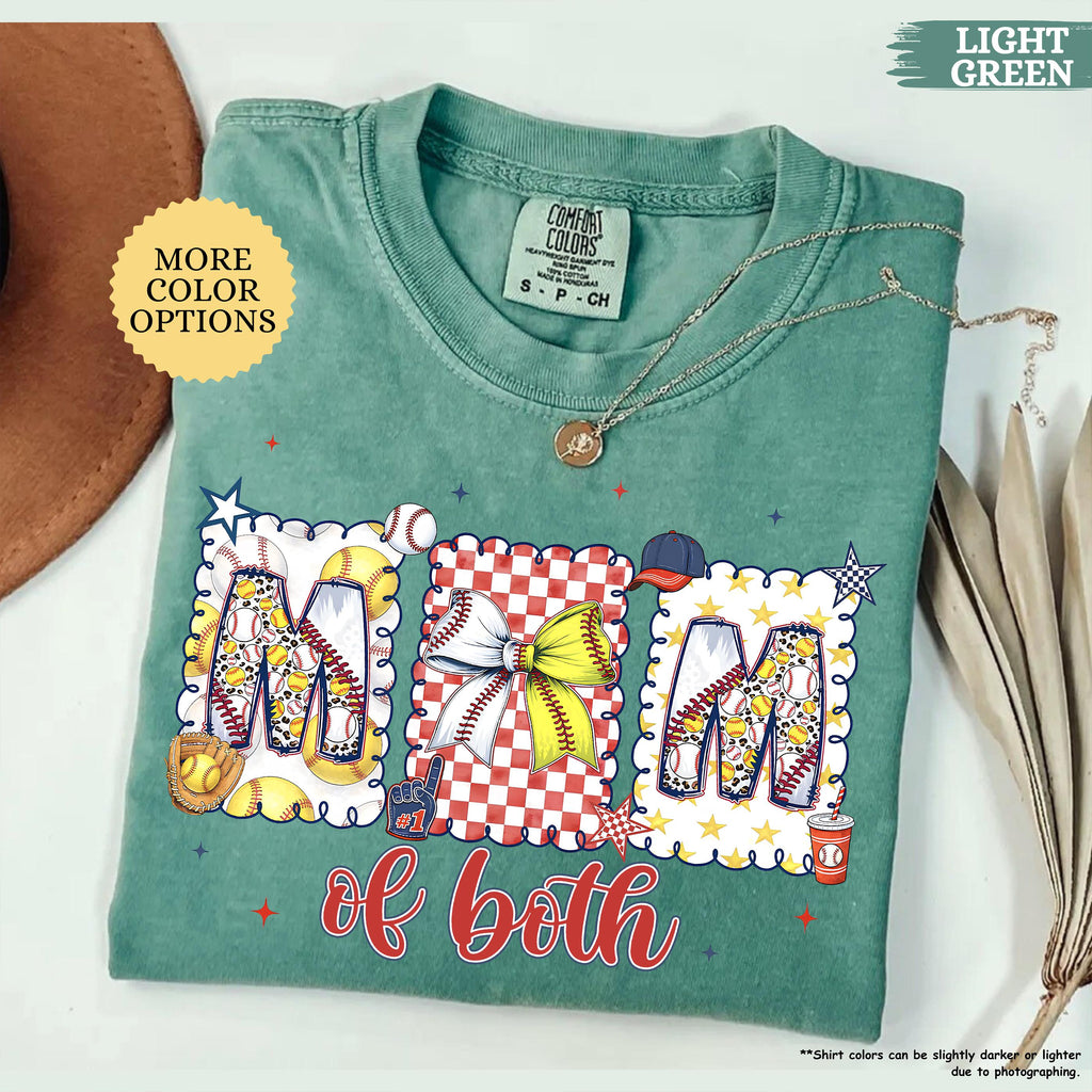 Comfort Colors® Baseball Softball Mom Shirt, Mom Of Both Shirt, Baseball Mom Shirt, Softball Mom Gifts, Sports Mom Shirt, Coquette Game Day