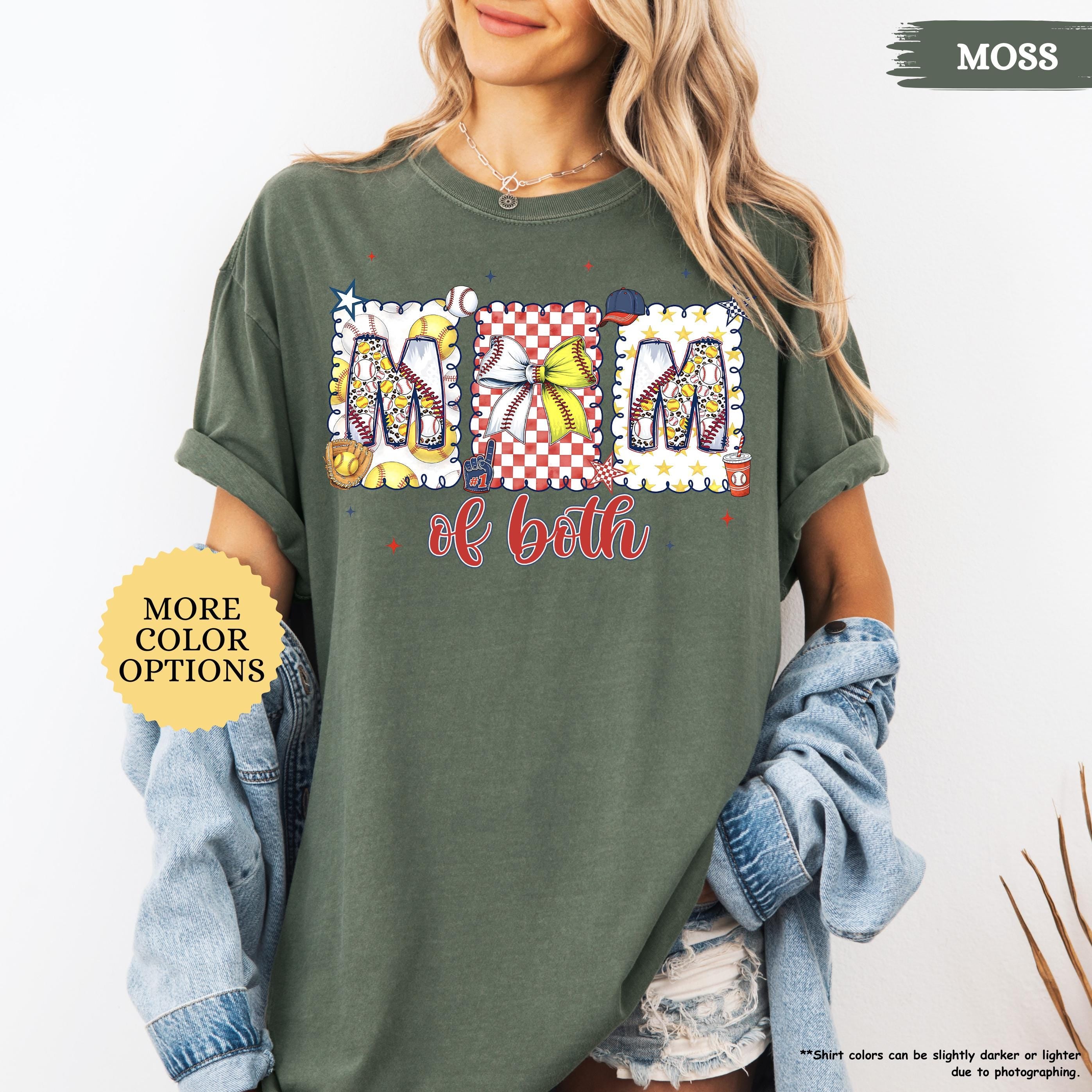 Comfort Colors® Baseball Softball Mom Shirt, Mom Of Both Shirt, Baseball Mom Shirt, Softball Mom Gifts, Sports Mom Shirt, Coquette Game Day