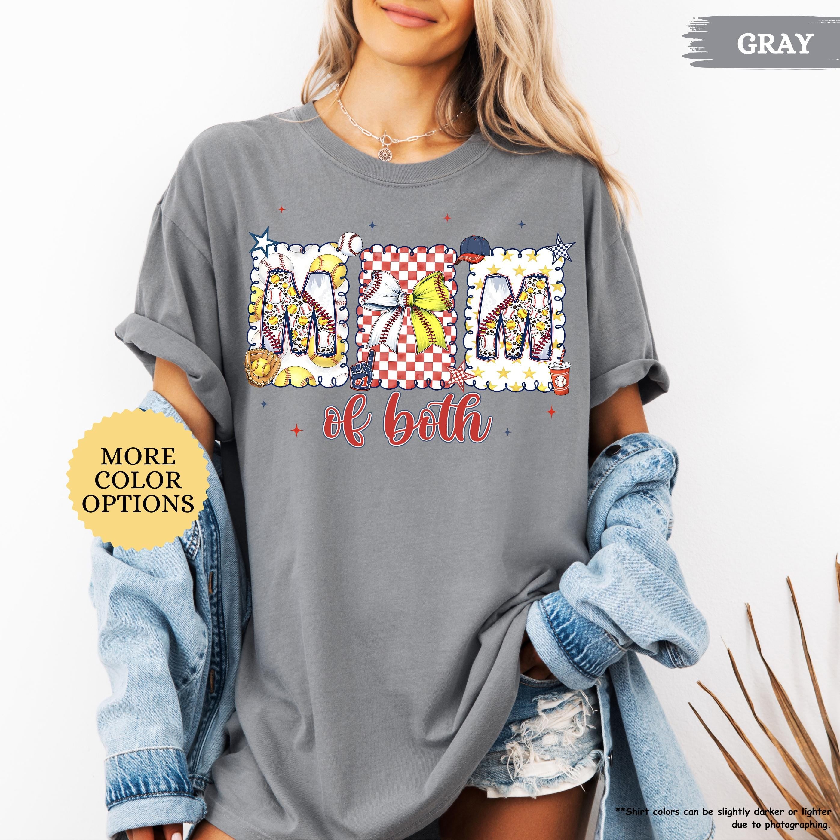 Comfort Colors® Baseball Softball Mom Shirt, Mom Of Both Shirt, Baseball Mom Shirt, Softball Mom Gifts, Sports Mom Shirt, Coquette Game Day