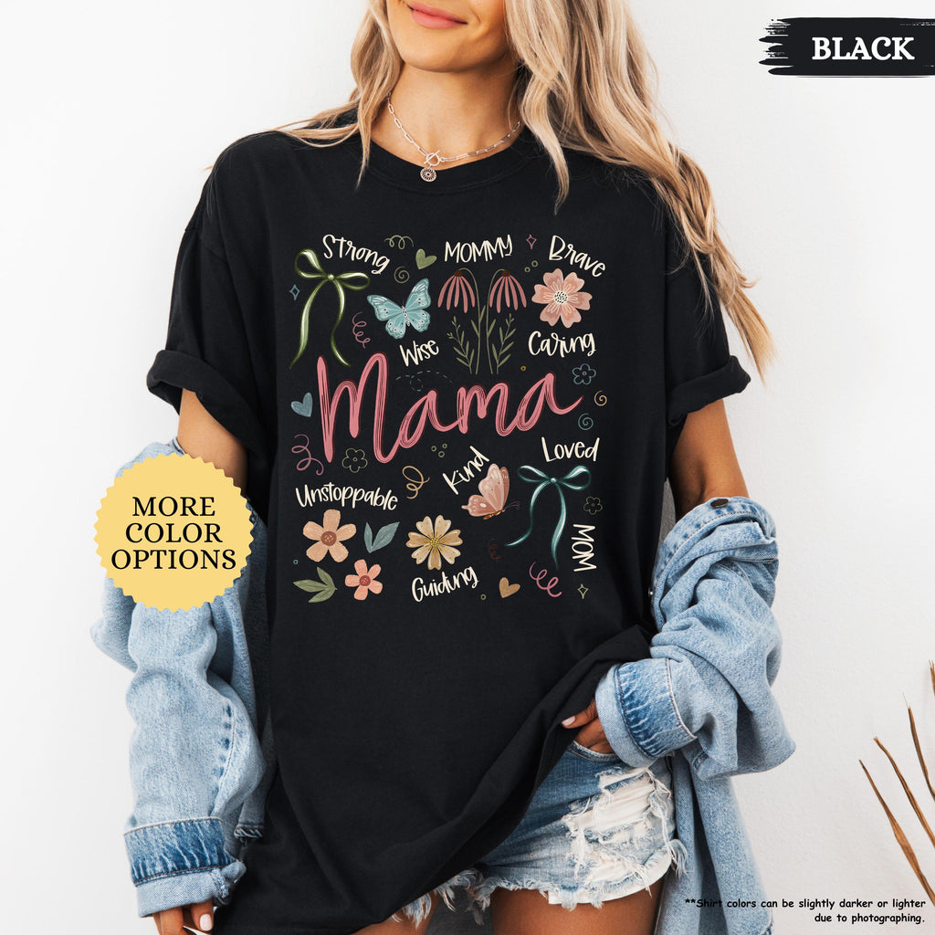 Comfort Colors® Boho Floral Mama Shirt, Coquette Mama Shirt, Flower Mom Shirt, Gift For Mom, Mothers Day Gift, New Mom Gift, Mom Tshirt