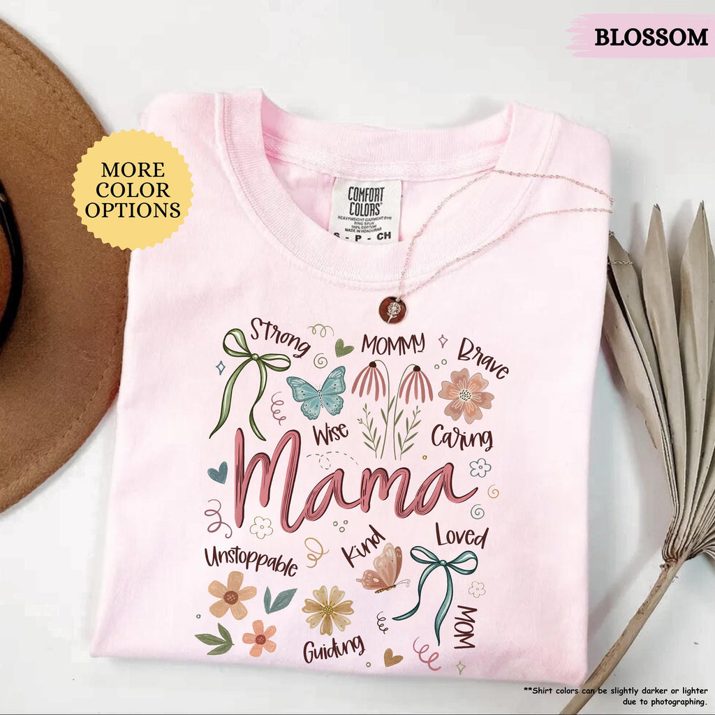 Comfort Colors® Boho Floral Mama Shirt, Coquette Mama Shirt, Flower Mom Shirt, Gift For Mom, Mothers Day Gift, New Mom Gift, Mom Tshirt