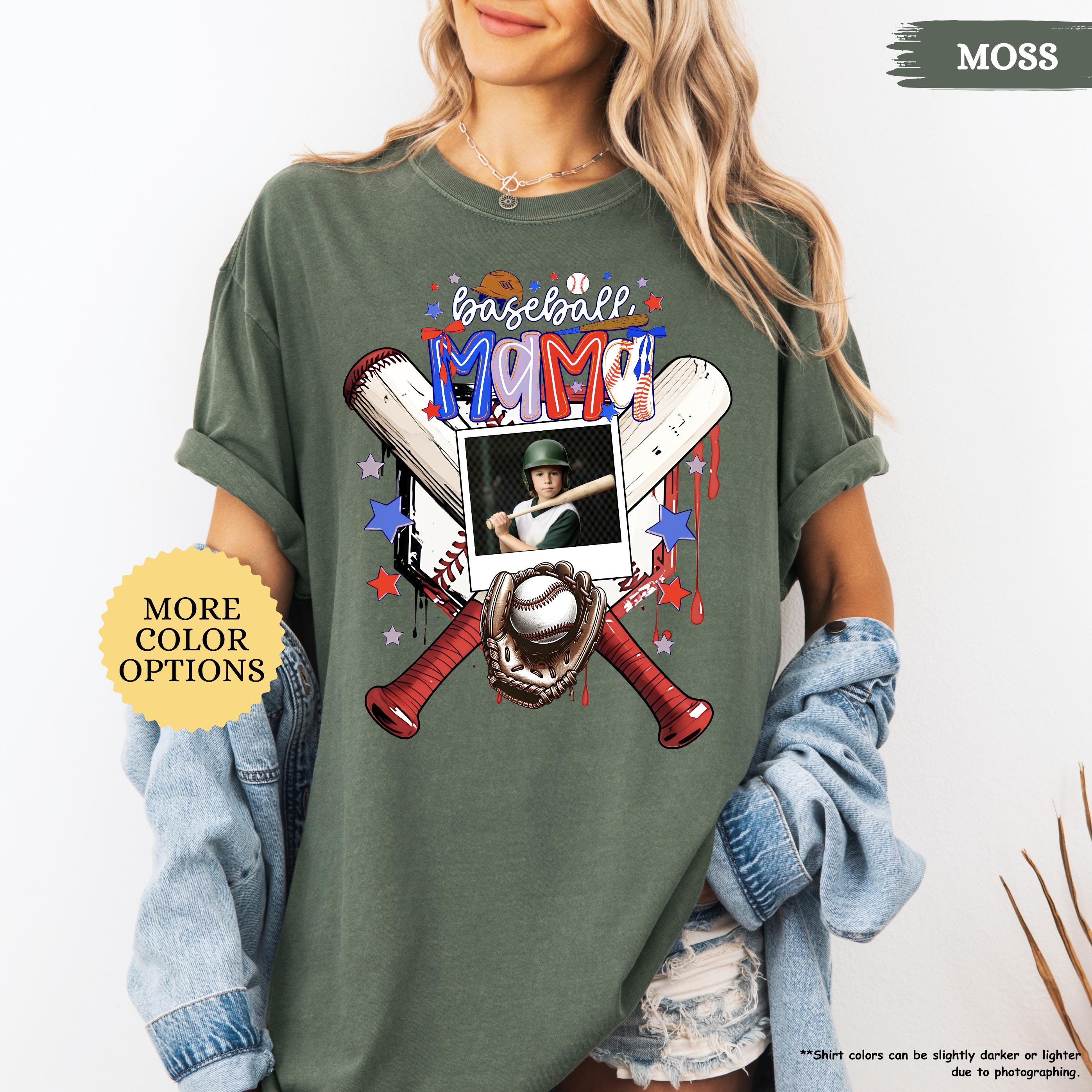 Comfort Colors® Baseball Mom With Photo Shirt, Custom Baseball Player Photo Shirt, Baseball Mom Gift, Baseball Lover Tee, Mothers Day Gift
