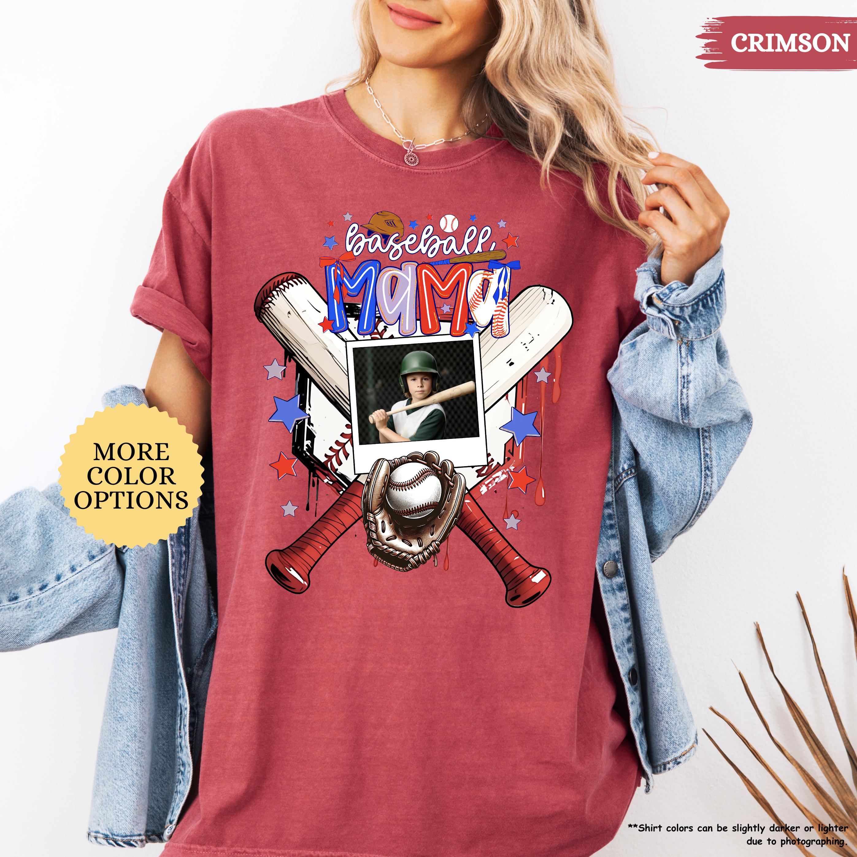 Comfort Colors® Baseball Mom With Photo Shirt, Custom Baseball Player Photo Shirt, Baseball Mom Gift, Baseball Lover Tee, Mothers Day Gift