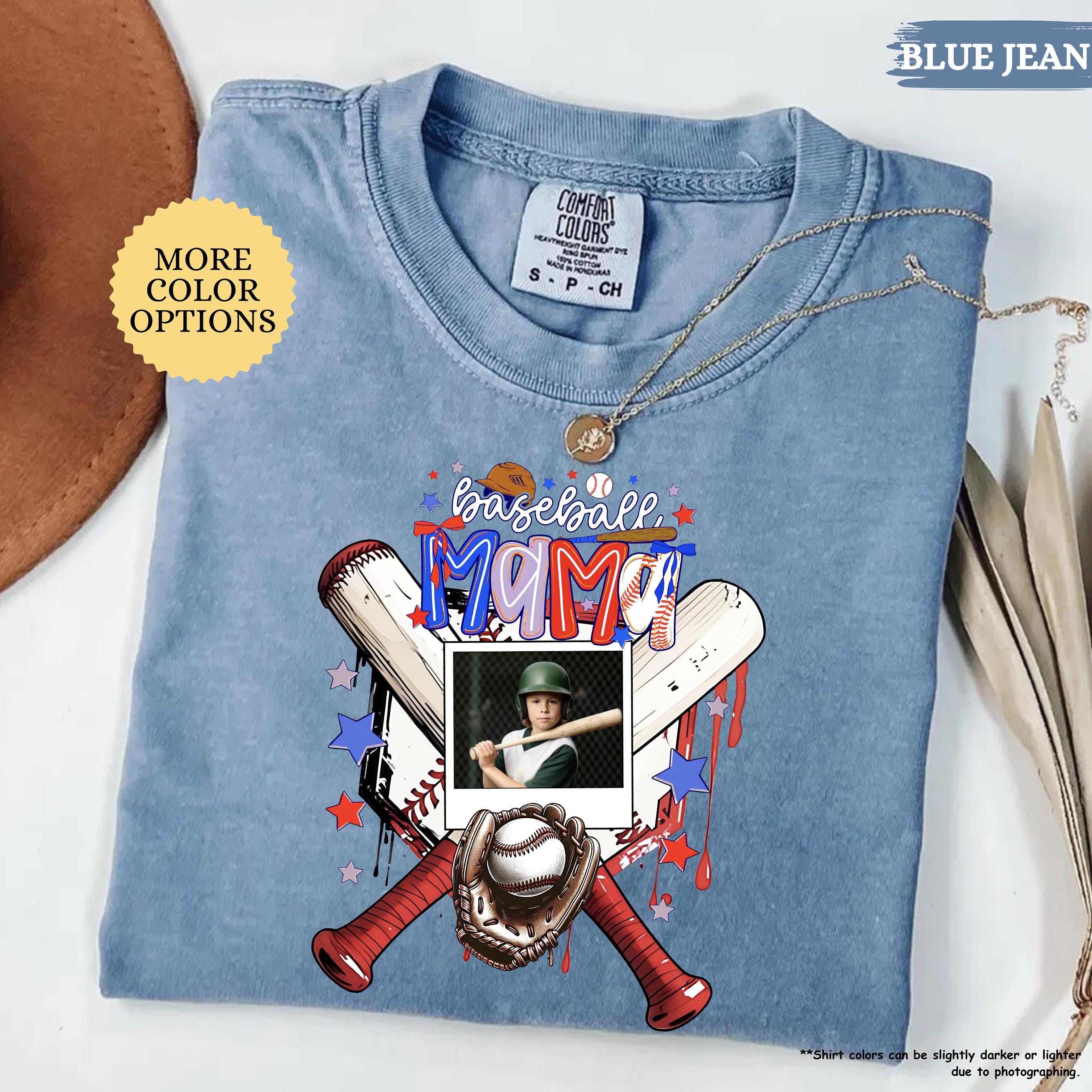 Comfort Colors® Baseball Mom With Photo Shirt, Custom Baseball Player Photo Shirt, Baseball Mom Gift, Baseball Lover Tee, Mothers Day Gift