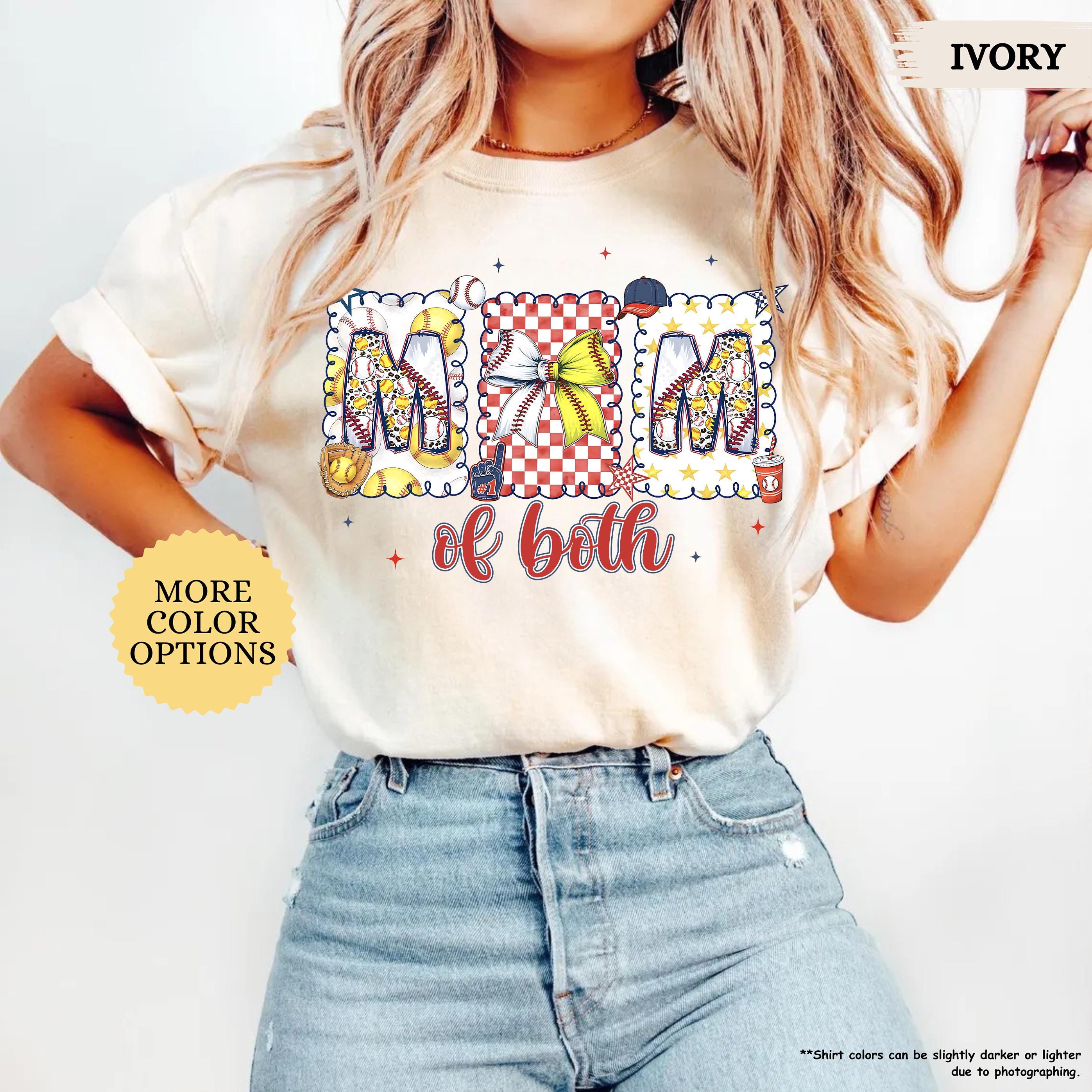 Comfort Colors® Baseball Softball Mom Shirt, Mom Of Both Shirt, Baseball Mom Shirt, Softball Mom Gifts, Sports Mom Shirt, Coquette Game Day