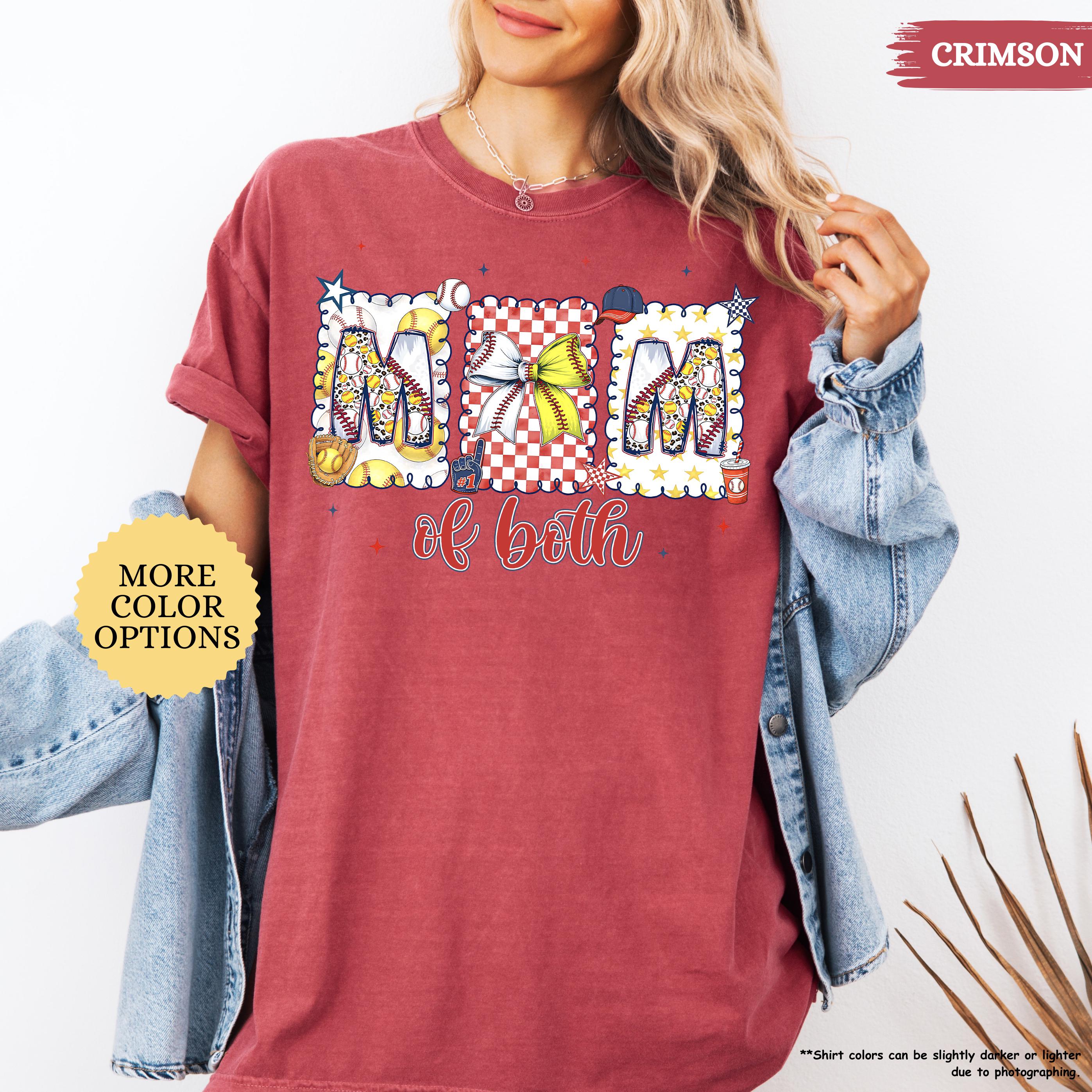 Comfort Colors® Baseball Softball Mom Shirt, Mom Of Both Shirt, Baseball Mom Shirt, Softball Mom Gifts, Sports Mom Shirt, Coquette Game Day