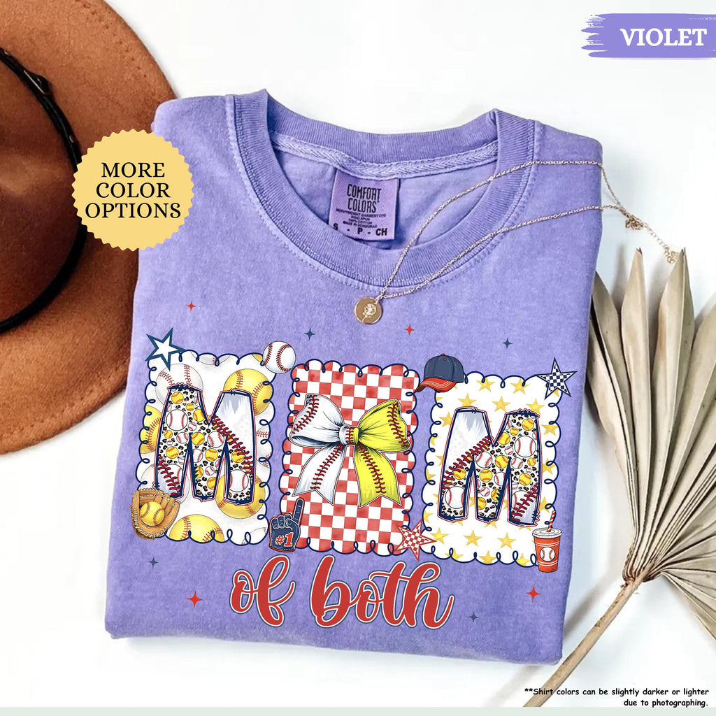 Comfort Colors® Baseball Softball Mom Shirt, Mom Of Both Shirt, Baseball Mom Shirt, Softball Mom Gifts, Sports Mom Shirt, Coquette Game Day