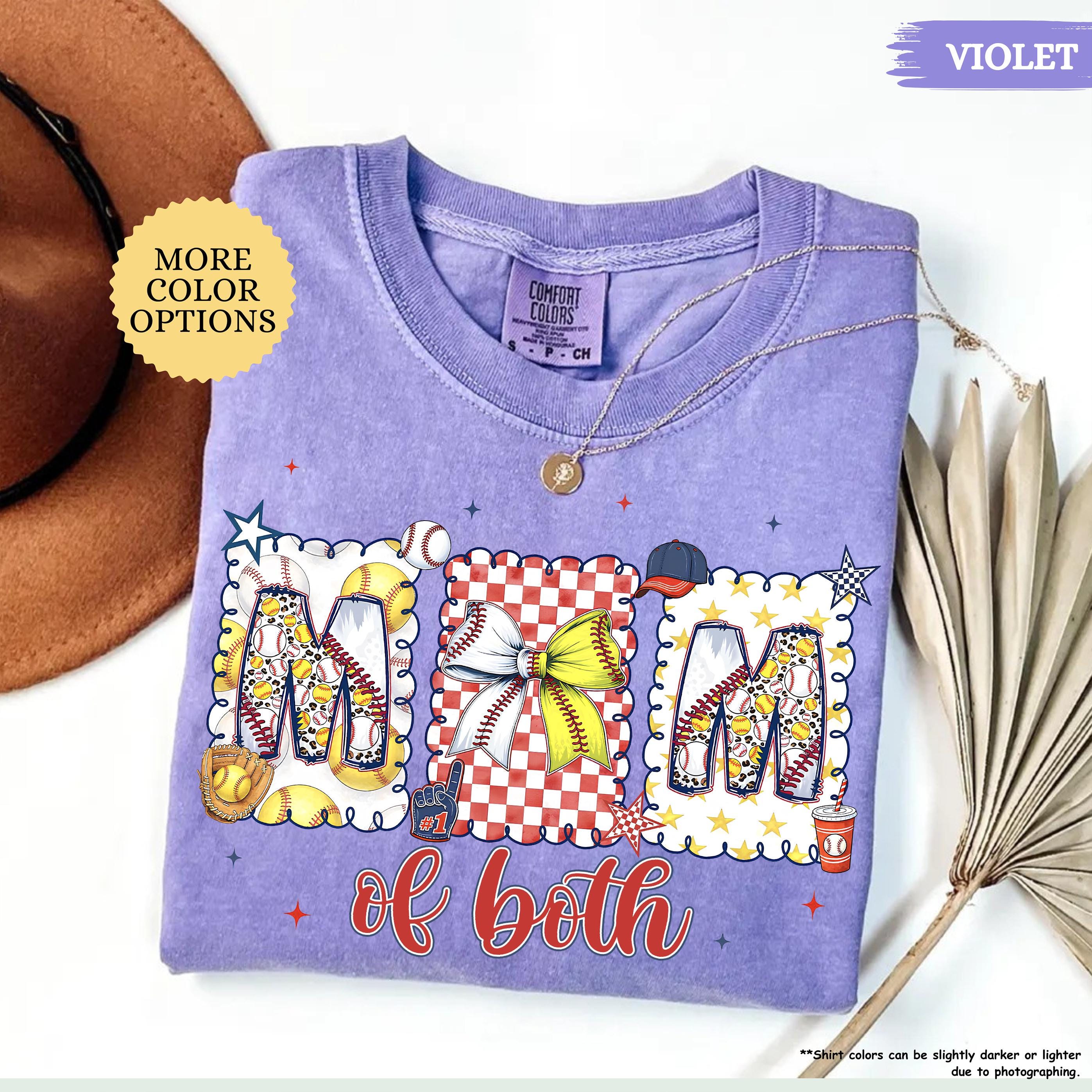 Comfort Colors® Baseball Softball Mom Shirt, Mom Of Both Shirt, Baseball Mom Shirt, Softball Mom Gifts, Sports Mom Shirt, Coquette Game Day