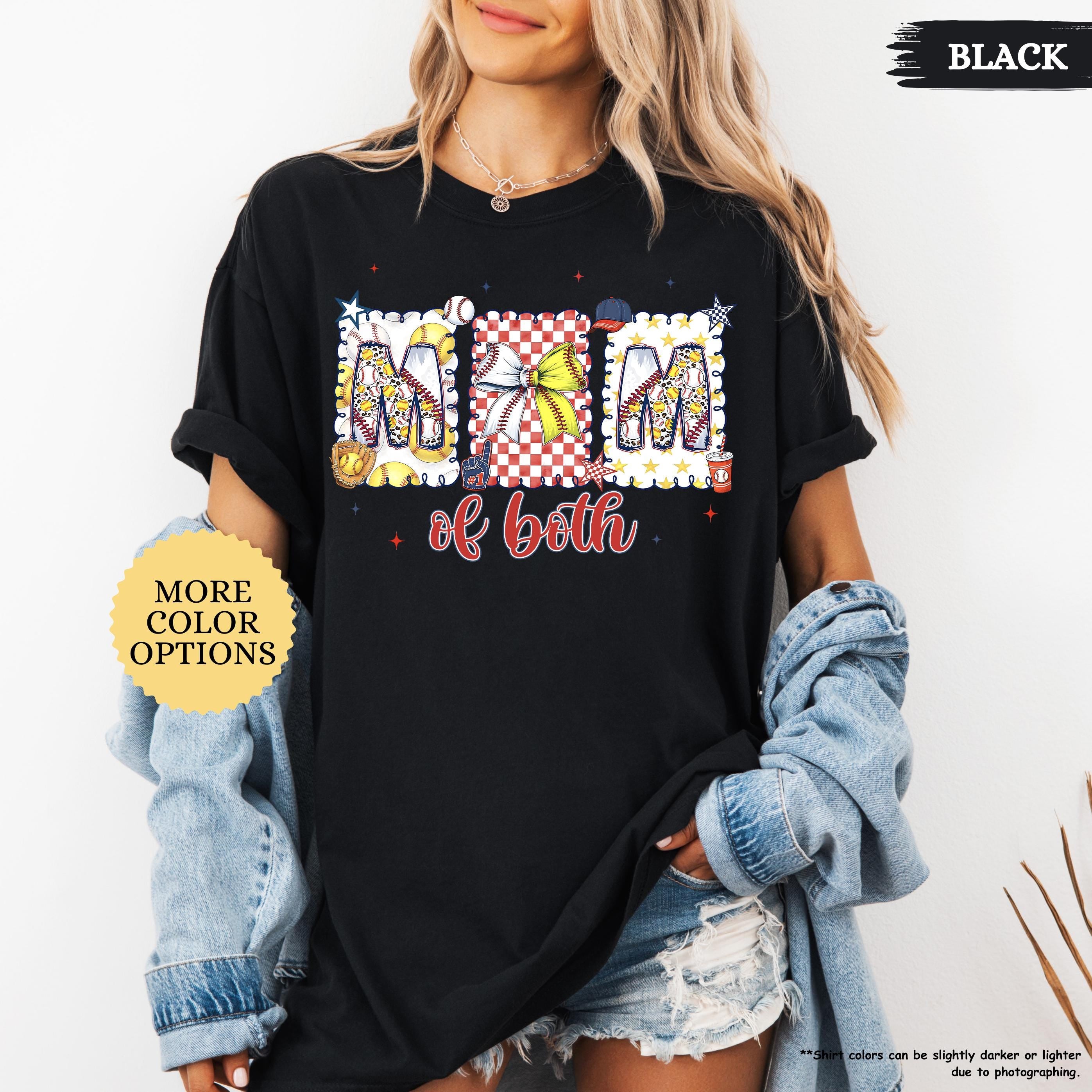Comfort Colors® Baseball Softball Mom Shirt, Mom Of Both Shirt, Baseball Mom Shirt, Softball Mom Gifts, Sports Mom Shirt, Coquette Game Day