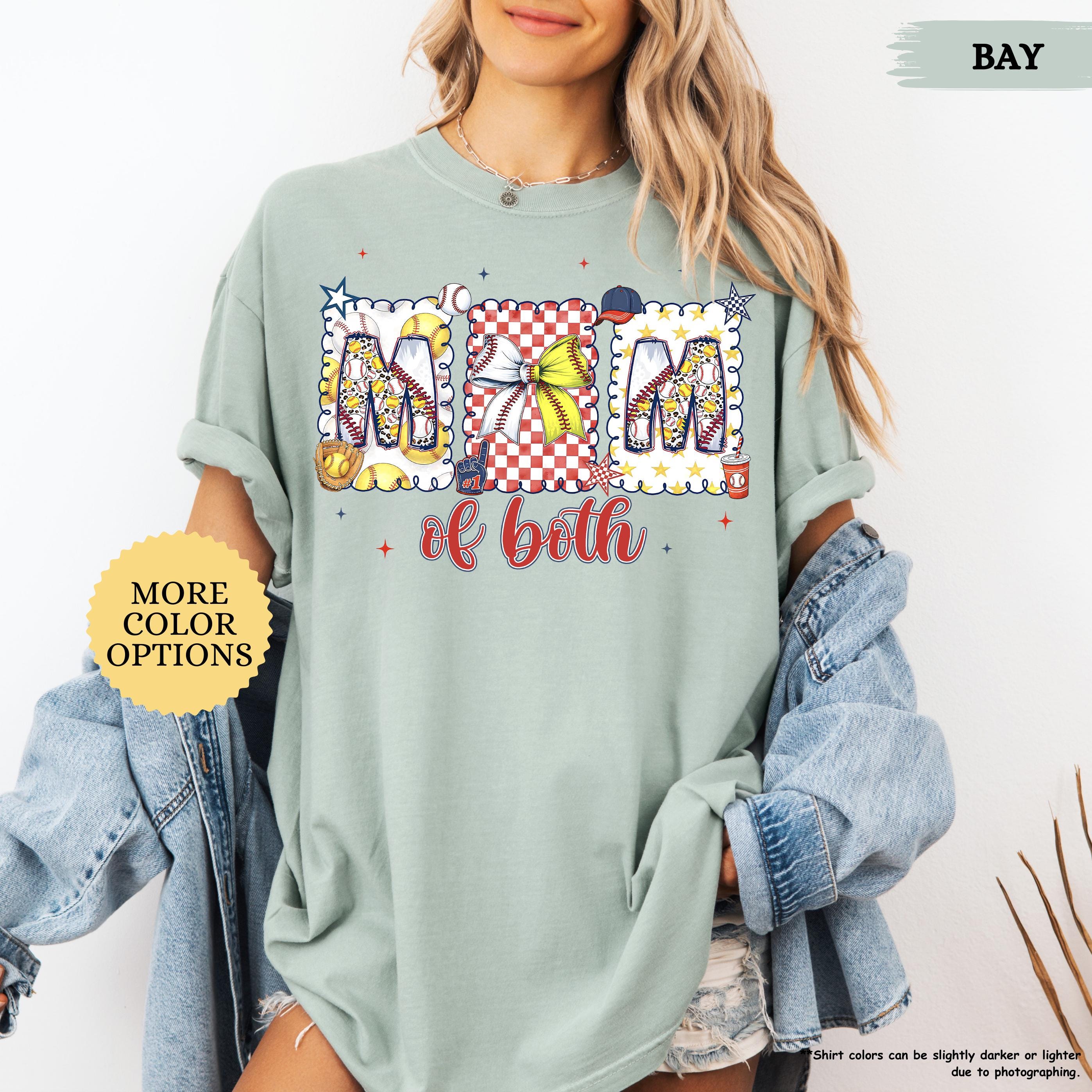 Comfort Colors® Baseball Softball Mom Shirt, Mom Of Both Shirt, Baseball Mom Shirt, Softball Mom Gifts, Sports Mom Shirt, Coquette Game Day