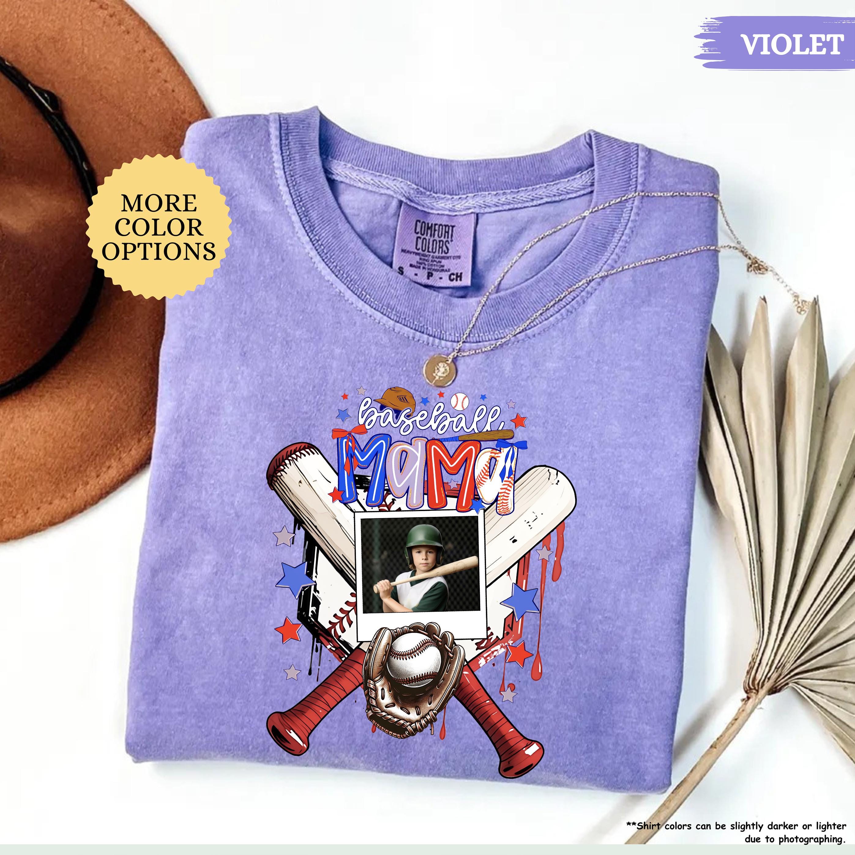 Comfort Colors® Baseball Mom With Photo Shirt, Custom Baseball Player Photo Shirt, Baseball Mom Gift, Baseball Lover Tee, Mothers Day Gift